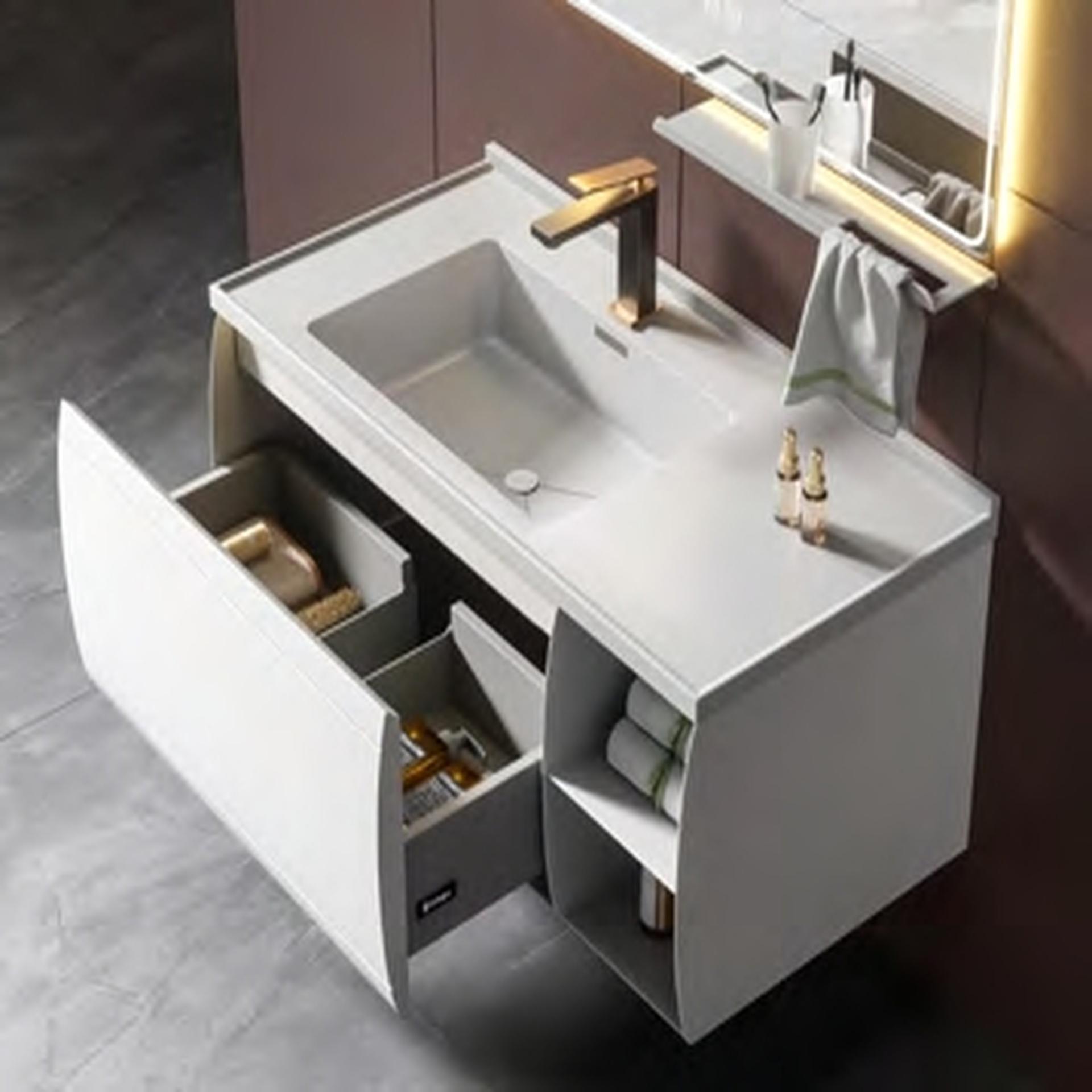 Bathroom Cabinet - MARS Series - Bluish gray stainless steel basin image 2